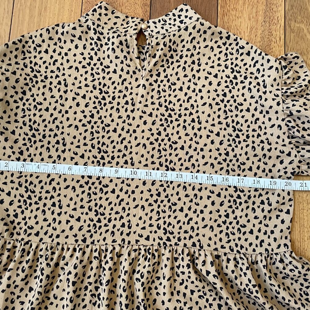 Leopard  Print Dot Ruffle Mini Dress - Picture 6 of 7